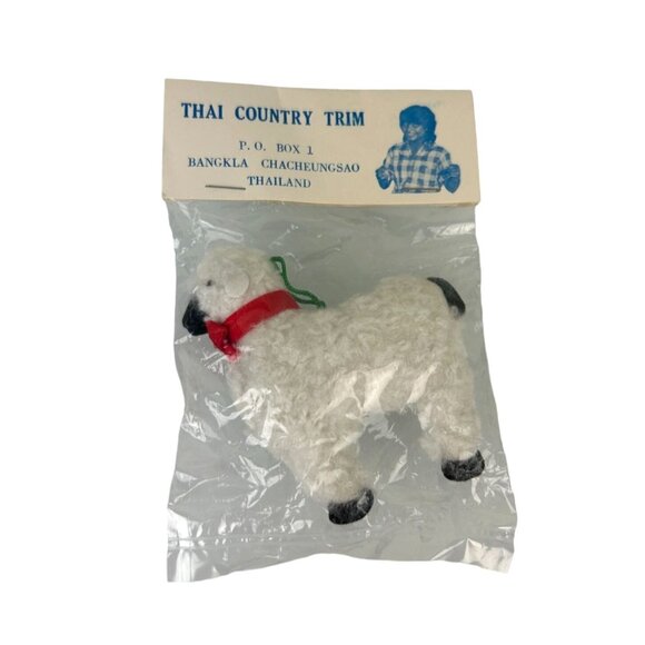 Vintage Thai Country Trim Christmas Sheep Alpaca Tree Ornament NIP Holiday Decor - Picture 1 of 9